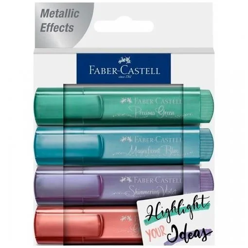 Faber-Castell 154624 – Pack 4 Marcadores Textliner – Nuevos Metalicos