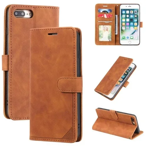 Fábrica de Cepillo Anti-Robo de Piel para iPhone 8 Plus y 7 Plus (Brown)