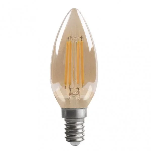 FABRILAMP Bombilla Filamento Vela 10×3,5d 4w 380lm E14 Ambar 2700k