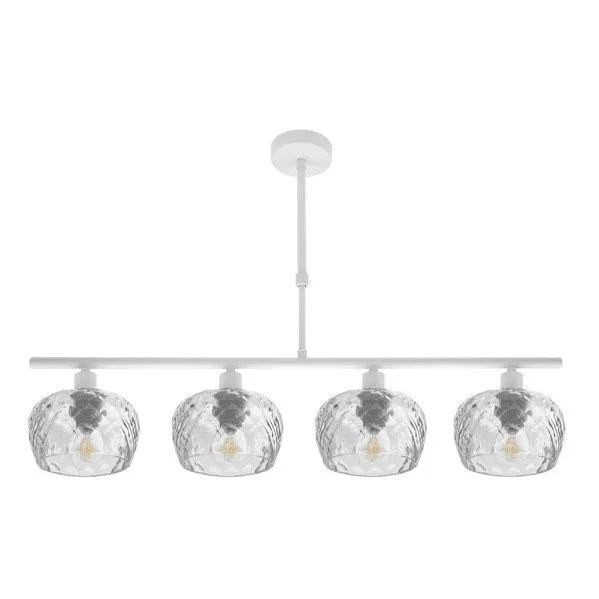 FABRILAMP Lampara Estela 4xe14 Blanca Regx75x13 Cm C/tulipas Cristal Tallado Transparente