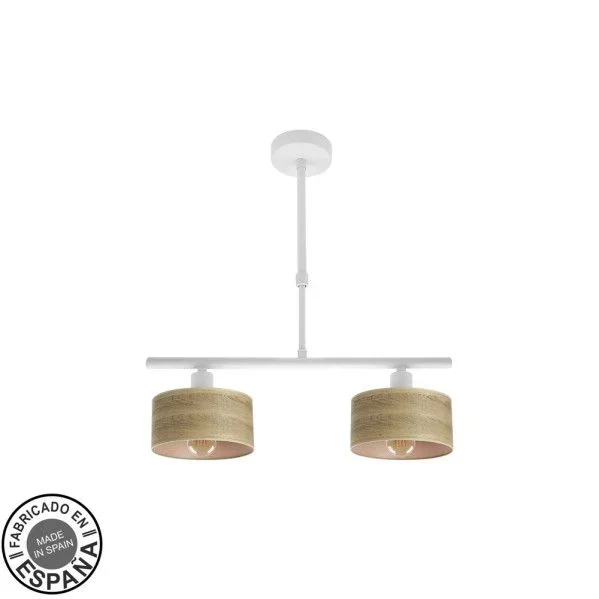 FABRILAMP Lampara Gilda 2xe14 Blanco/madera Clara Regx43x14 Cm