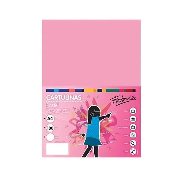 Fabrisa pack de 50 cartulina 180gr a4 rosa