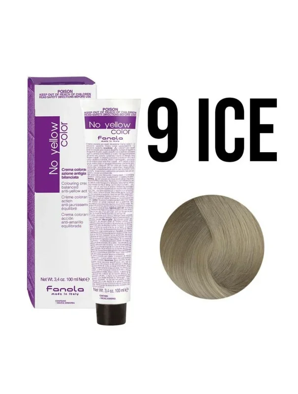 Fanola, no yellow color, permanent hair dye, 9 ice, 100 ml