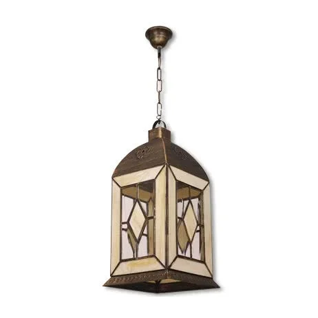 Farol mediano califa 1xe27 oro viejo/beis regx25x25 cm