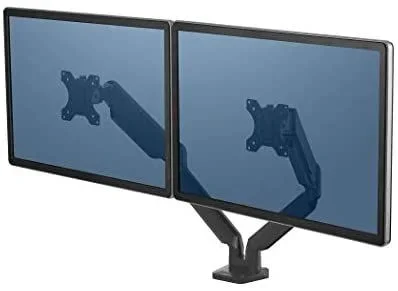 Fellowes – Platinum Series – Soporte de Monitor Doble Horizontal con Brazo Flexible Ajustable para Colocar la Pantalla a la Altura Adecuada, Amplia posibilidad de ajustes – Compatible con VESA, Negro