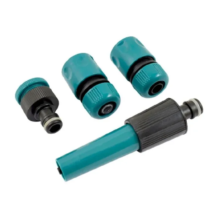 Ferrestock JPL5 Lanza con acople rápido Macho + Juego 4 Accesorios de plástico para riego para Poder Colocar sin Problema en Cualquier Manguera