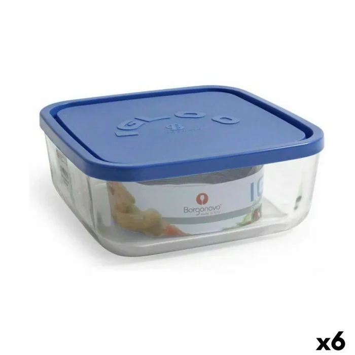 Fiambrera borgonovo cuadrada azul 3,2 l (6 unidades)