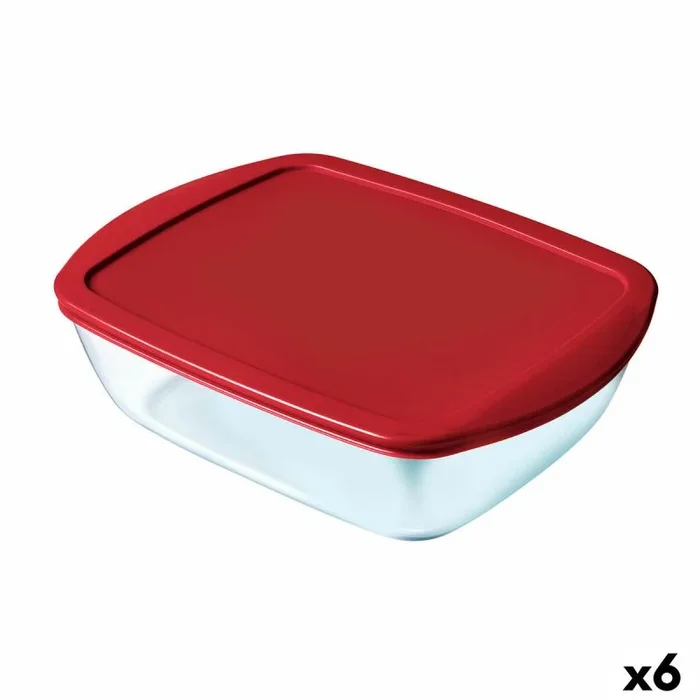 Fiambrera hermética pyrex cook & store rojo vidrio (400 ml) (6 unidades)