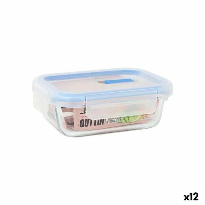 Fiambrera hermética quttin transparente rectangular 375 ml (12 unidades)