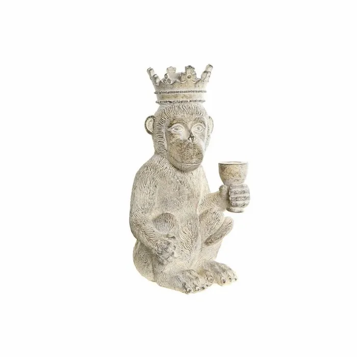 Figura decorativa dkd home decor 16 x 15 x 30 cm blanco resina mono tropical decapé
