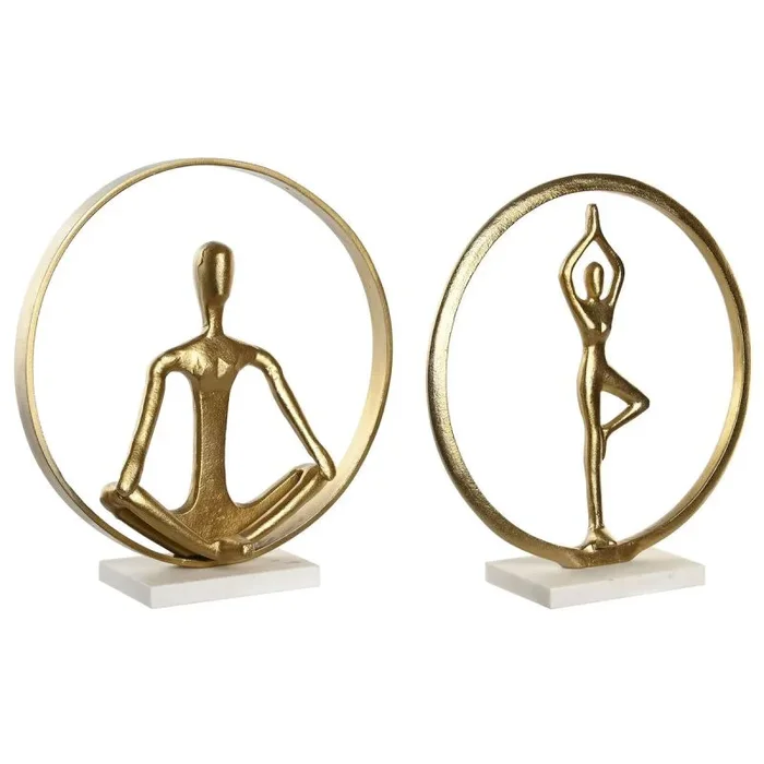 Figura decorativa dkd home decor 33 x 11 x 35,5 cm 36 x 10 x 36 cm dorado blanco yoga (2 unidades)