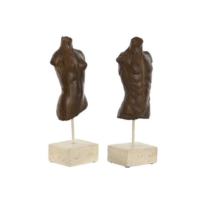 Figura decorativa home esprit blanco marrón claro busto 9,5 x 8 x 31 cm (2 unidades)