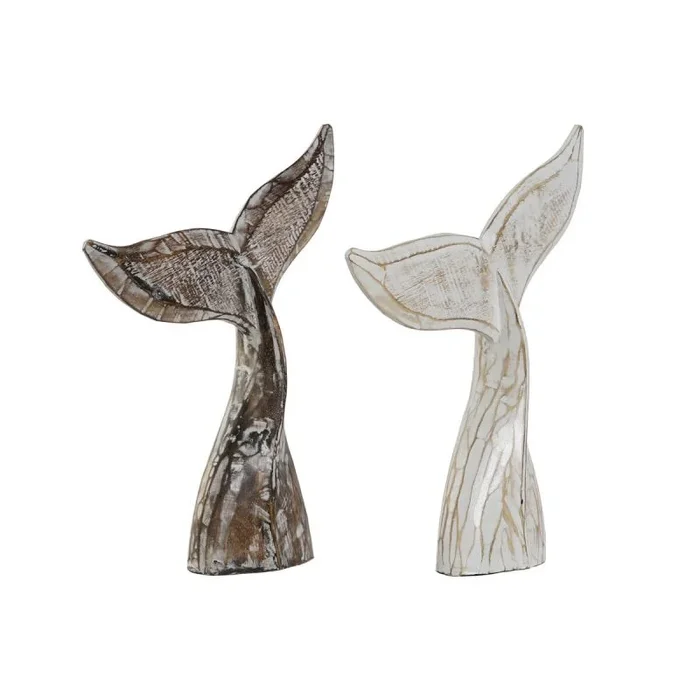 Figura decorativa home esprit blanco natural mediterráneo decapé 25 x 6 x 33 cm (2 unidades)