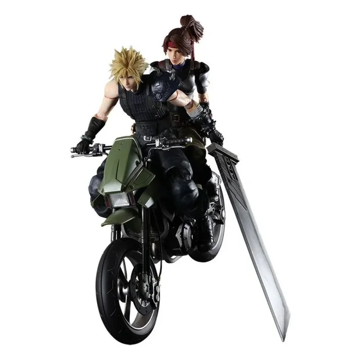 Final fantasy vii remake play arts kai figuras & vehículo jessie, cloud & bike