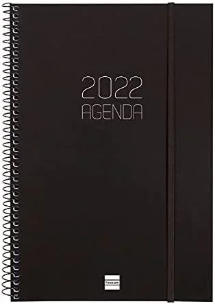 Finocam agenda anual espiral opaque e11 semana vista vertical 165x242mm 2022 negro