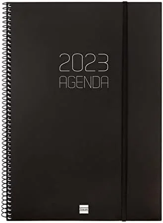 Finocam agenda anual espiral opaque e40 semana vista vertical a4 2023 negro