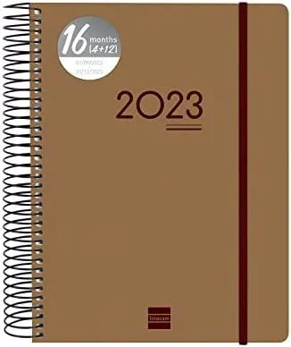 Finocam agenda ikon e10 1dp espiral tapas pp marrón 16 meses 2022-2023