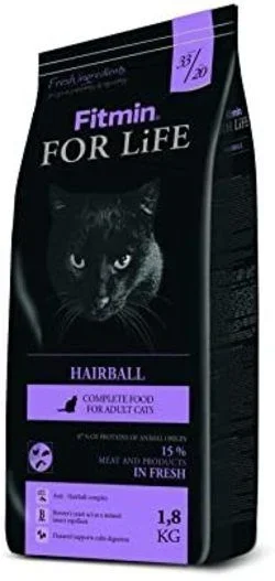 FITMIN For Life Hairball alimento seco para gatos 1,8 kg Adulto Pollo, Hígado, Arroz