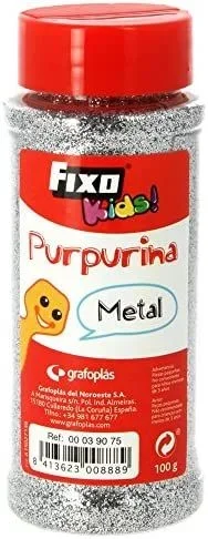 Fixo Kids – 39075 – Frasco de purpurina color plata metalizado. 100 gramos.