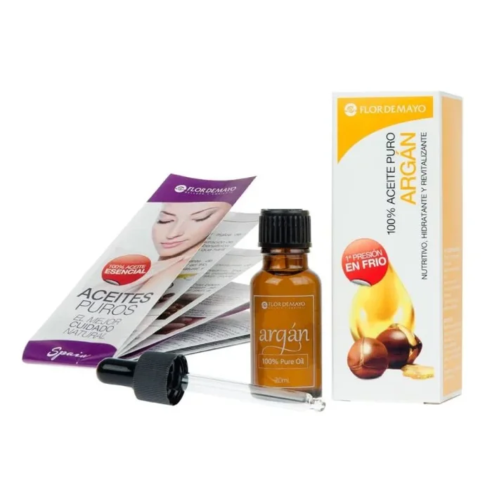 Flor De Mayo, Aceite Puro Argán, Nutritivo Hidratante y Regenerante, Tratamiento Natural Cabello, Cara, Piel, Uñas