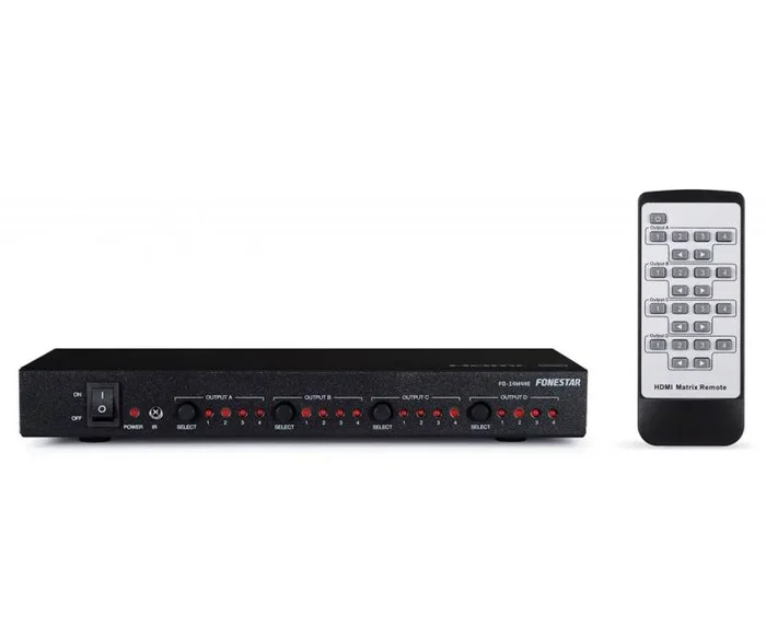 Fonestar fo-14m44e matriz hdmi 4 entradas 4 salidas 4k