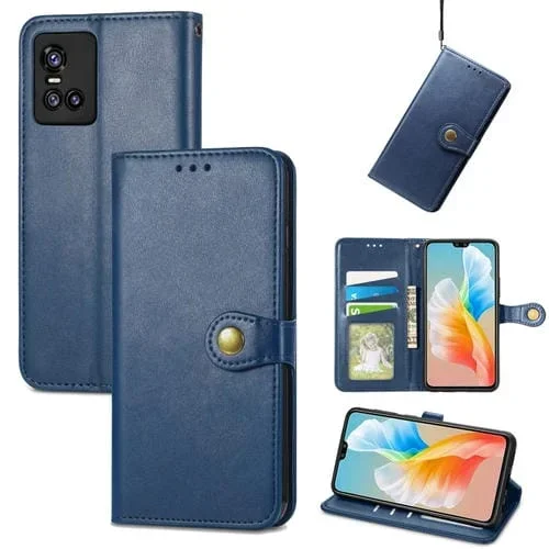 For Vivo S10 / S10 Pro Causo de Cuero de Cuero de Cuero Sólido (Azul)
