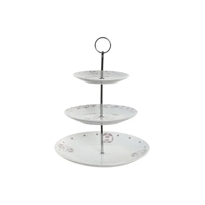 Frutero dkd home decor 27 x 27 x 34 cm porcelana rosa metal blanco