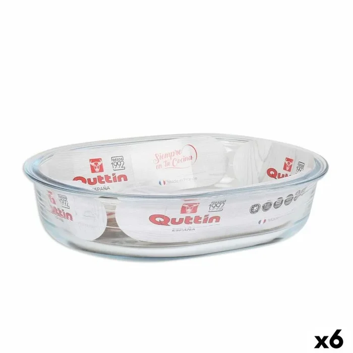 Fuente para horno quttin vidrio ovalado 1,5 l 23,7 x 18,8 cm (6 unidades)