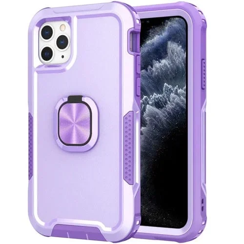 Funda 3 en 1 PC y TPU con Soporte de Anillo para iPhone 11 Pro (Púrpura)
