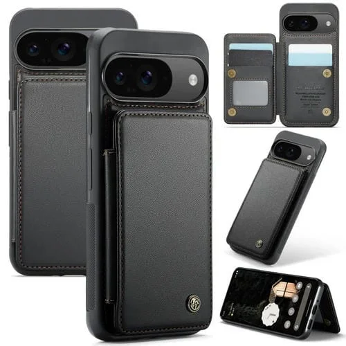 Funda Antirrobo Caseme C22 para Google Pixel 9/9 Pro con Ranuras para Tarjetas y RFID (Negra)