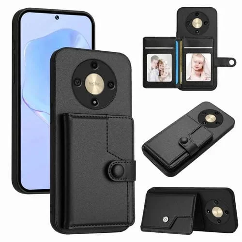 Funda Antirrobo con Botón y Tarjetero RFID para Honor X9B y Magic6 Lite 5G (Negra)