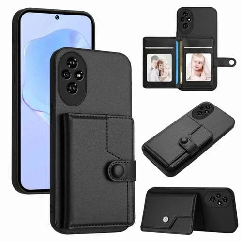 Funda Antirrobo para Honor 200 con RFID y Tarjetero con Botón (Negra)