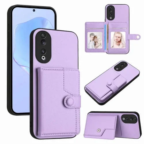 Funda Antirrobo para Honor 90 con RFID y Tarjetero con Botón (Morado)