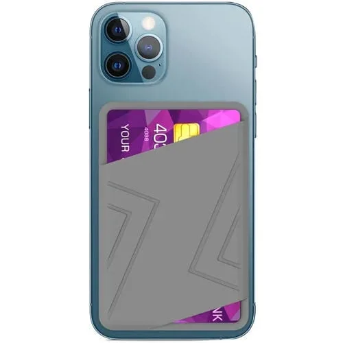 Funda Cartera Silicona para iPhone 13 Series y 12 Series Magsafing Card Holder (Gris)