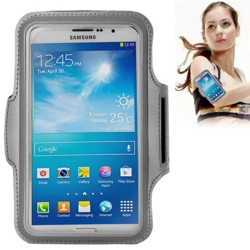 Funda con Brazalete Deportivo PU para Galaxy Mega 6.3 I9200 con Orificio Auriculares (Gris)