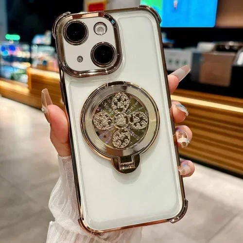 Funda con soporte para peonza para iPhone 13 (dorado desierto)