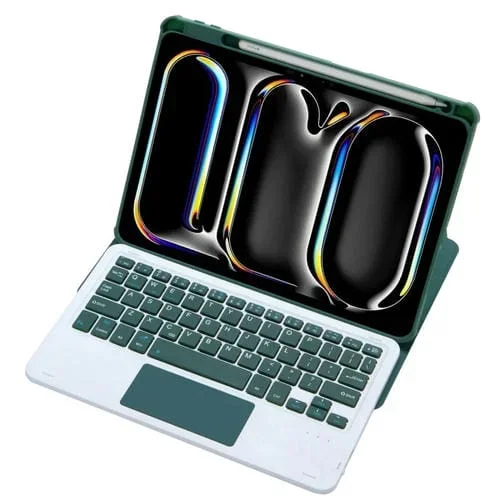 Funda con Teclado Bluetooth Cuero Acrílico para iPad Pro 11 (2024) L13-A (Verde)