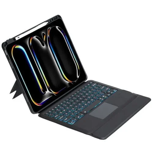 Funda con Teclado Bluetooth Táctil Retroiluminada Giratoria Desmontable T14B-As para iPad Pro 13 (2024)