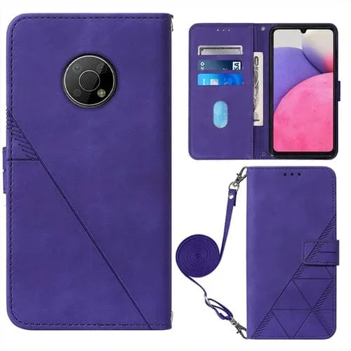 Funda Crossbody 3D para Nokia G300 de Cuero con Goma en Relieve (Púrpura)