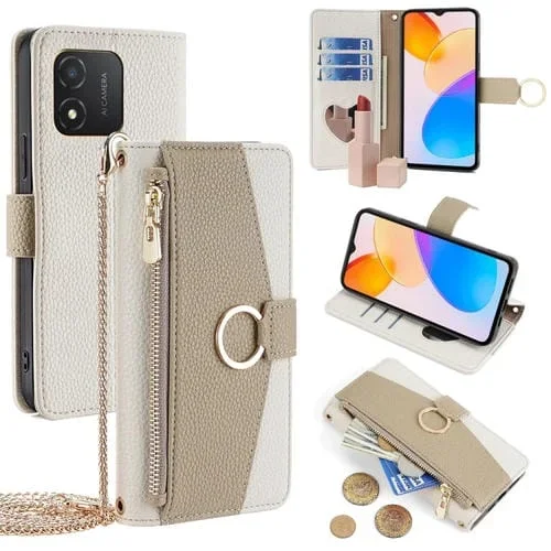 Funda Cruzada de Cuero para Honor X5 4G con Textura Litchi (Blanco)