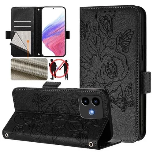 Funda Cuero Antirrobo con Rfid y Diseño En Relieve para Cubot Note 40 (Negra)