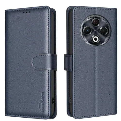 Funda Cuero Antirrobo RFID Tecno Spark 30 4G Textura Litchi (Azul)