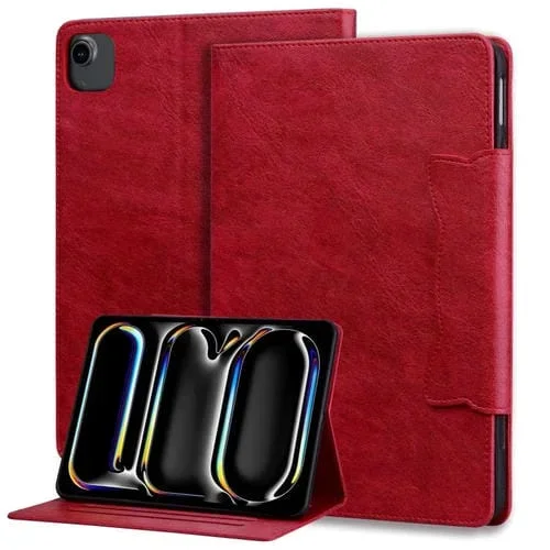 Funda Cuero con Hebilla de Gato para iPad Air 13 (2025/2024) (Roja)