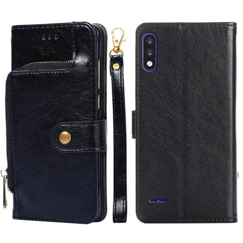Funda Cuero Flip Horizontal + Soporte + Ranura Tarjeta y Billetera para LG K22 (Negro)