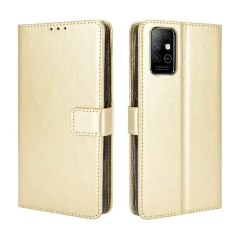Funda Cuero Infinix Note 8 X692 Retro Crazy Horse Texture Horizontal Flip con Soporte y Ranuras (Oro)