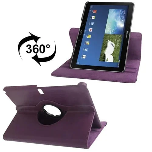 Funda Cuero Textura Litchi Giratoria 360° Soporte 2 Ángulos Galaxy Note 10.1 (2014) (Morado)