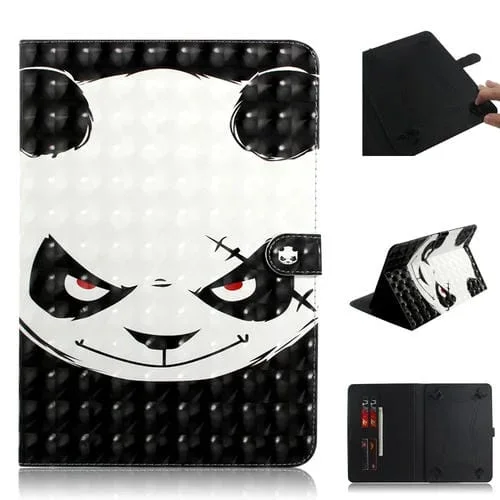 Funda Cuero Universal Tablet 8 Pulgadas con Tapa Horizontal Soporte Tarjeta Billetera (Oso Enojado)