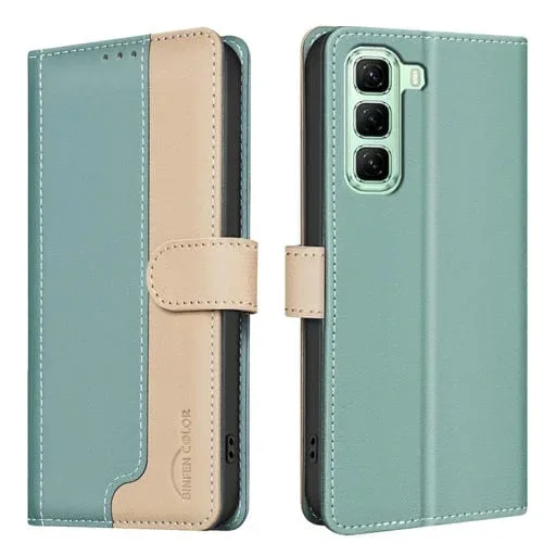 Funda de Cuero Antirrobo con Protección RFID para Infinix Hot 50 5G (Verde)