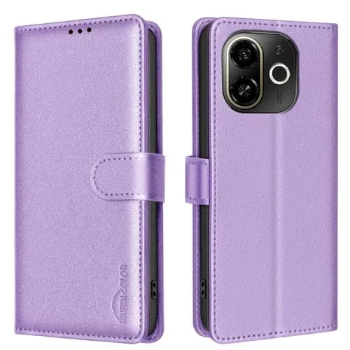 Funda de Cuero Antirrobo RFID con Textura Litchi para Tecno Pop 9 5G y Spark 30C 5G (Morado)