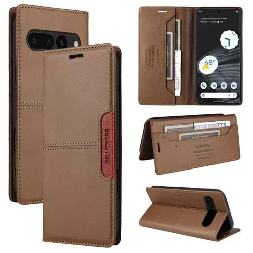 Funda de Cuero Antirrobo Rfid Gqutrobe G01 para Google Pixel 7 Pro (Marrón)